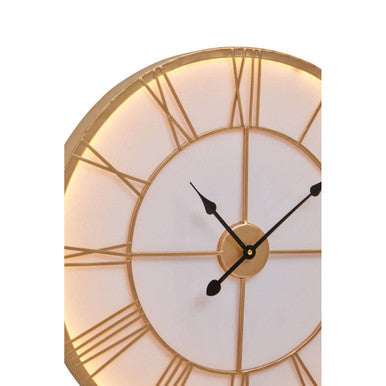 Genova 60cm Dia Small Gold and White LED Wall Clock