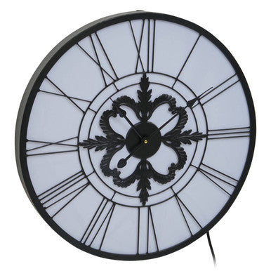 Genova 60cm Dia Black and White LED Wall Clock