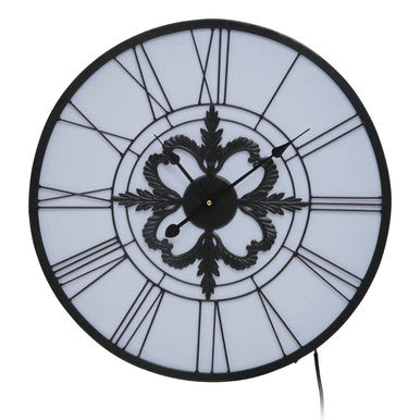 Genova 60cm Dia Black and White LED Wall Clock