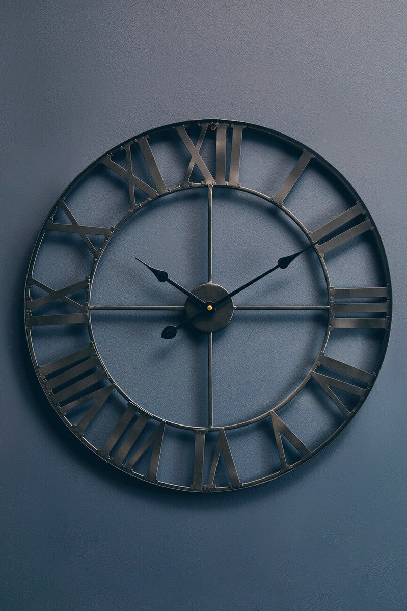 Genova 60cm Dia Black Metal Wall Clock