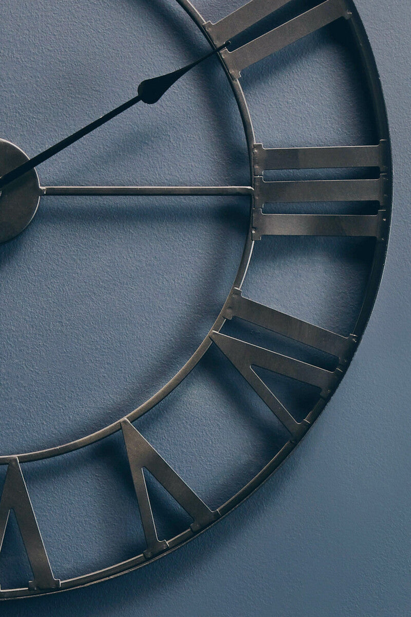 Genova 60cm Dia Black Metal Wall Clock
