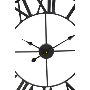 Genova 60cm Dia Black Metal Wall Clock