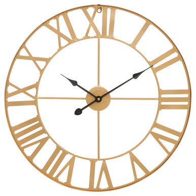 Genova 60cm Dia Large Gold Metal Wall Clock
