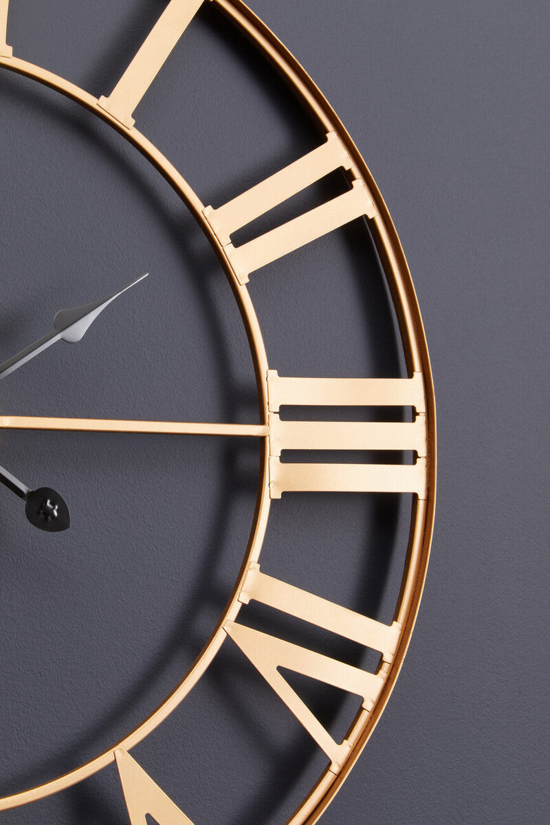 Genova 60cm Dia Large Gold Metal Wall Clock