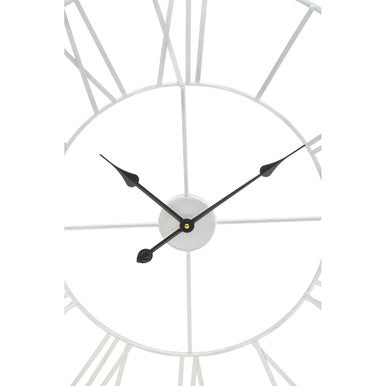 Genova 80cm Dia Silver Metal Roman Numeral Wall Clock