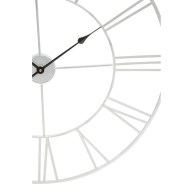 Genova 80cm Dia Silver Metal Roman Numeral Wall Clock