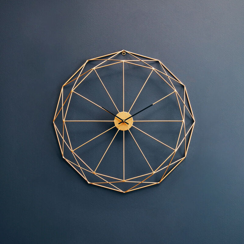 Genova 60cm Dia Geometric Gold Metal Wall Clock