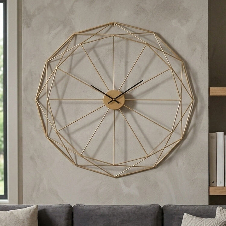 Genova 60cm Dia Geometric Gold Metal Wall Clock