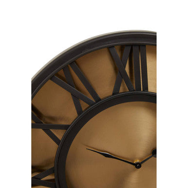 Mateo 41cm Dia Black and Antique Gold Small Wall Clock