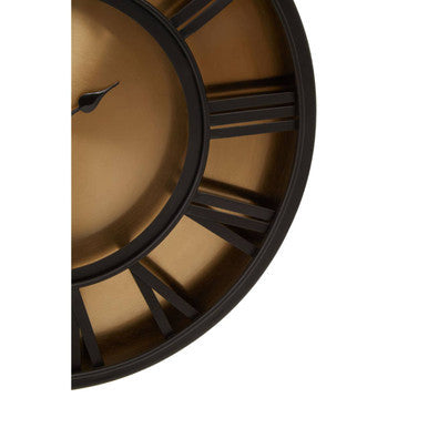 41cm Dia Black and Antique Gold Small Wall Clock | Mateo