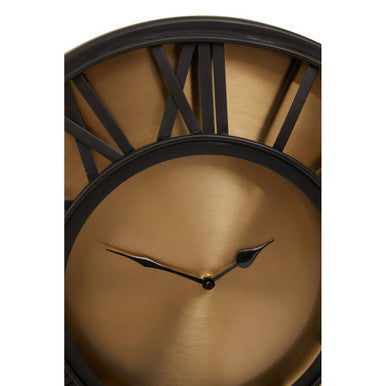 Mateo 41cm Dia Black and Antique Gold Small Wall Clock
