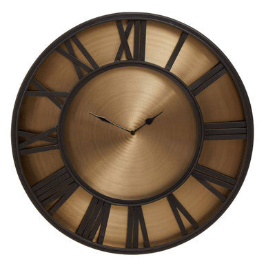 Mateo 51cm Dia Black and Antique Gold Large Wall Clock