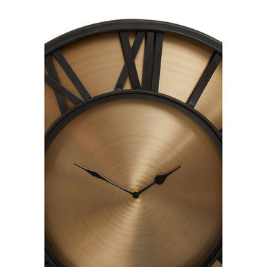 Mateo 51cm Dia Black and Antique Gold Large Wall Clock