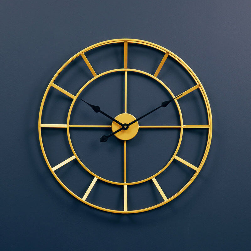 60cm Dia Large Gold Finish Metal Wall Clock | Kent