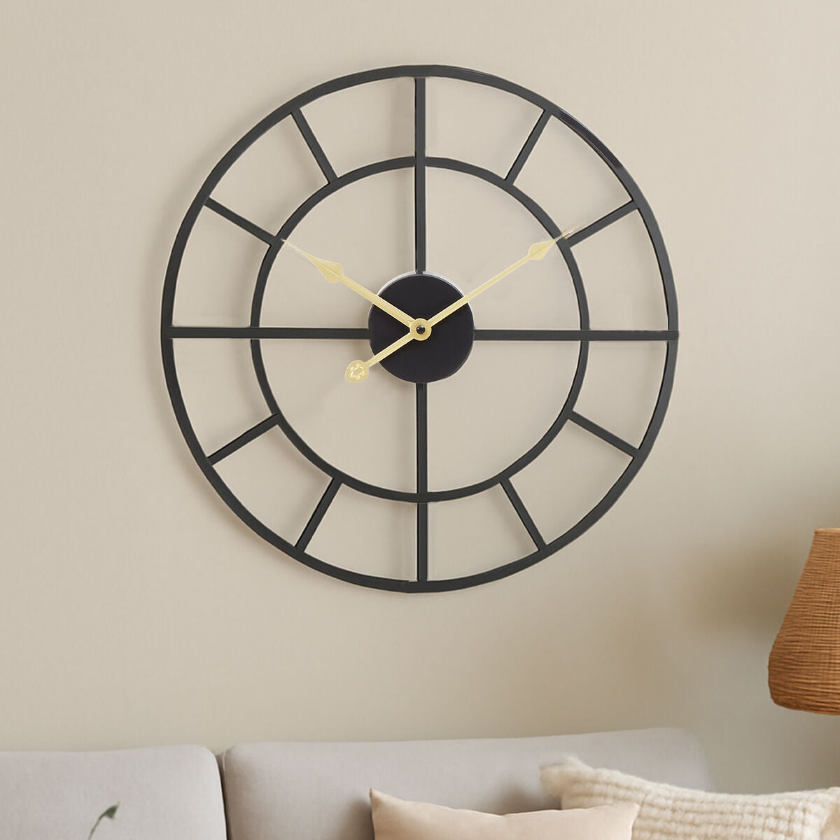 Kent 40cm Dia Small Black Finish Metal Wall Clock