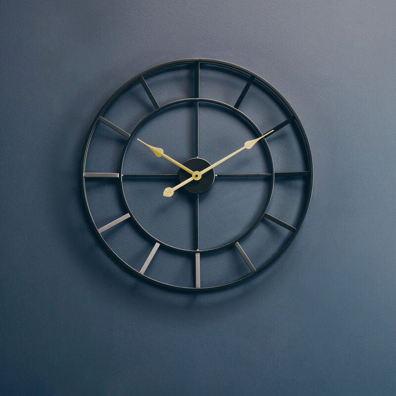 Kent 60cm Dia Large Black Finish Metal Wall Clock