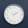 60cm Dia White and Silver Wall Clock | Kent