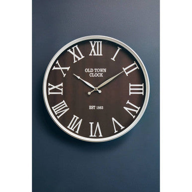 Kent 60cm Dia Black and Silver Wall Clock