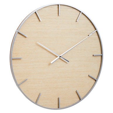Kent 60cm Dia Silver and Natural Wall Clock