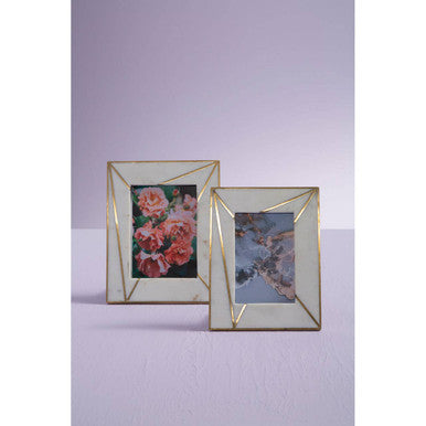Sena White Marble with Gold Inlay 5x7 Photo Frame
