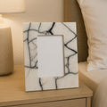 White and Black Marble 4In X 6In Small Photo Frame | Marmara