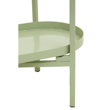 Green Metallic Console Table with Polished Gold Top and Two-Tier Shelves | Sabia