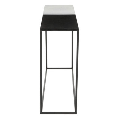 Black and White Ombre Top Console Table with Black Slim Metal Frame, Ramus