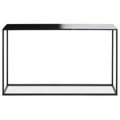 Black and White Ombre Top Console Table with Black Slim Metal Frame, Ramus