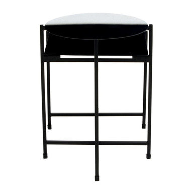 Black and White Ombre Metal Two-Tier Side Table with Circular Top and Rectangular Shelf, Ramus