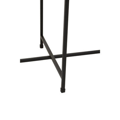 Black and White Ombre Metal Two-Tier Side Table with Circular Top and Rectangular Shelf, Ramus