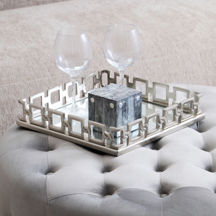Rhoda Square Nickel Finish Mirror Tray