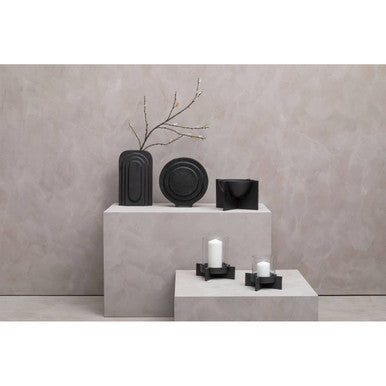 Hapax Small Matt Black Finish Candle Holder