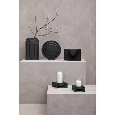 Hapax Small Matt Black Finish Candle Holder