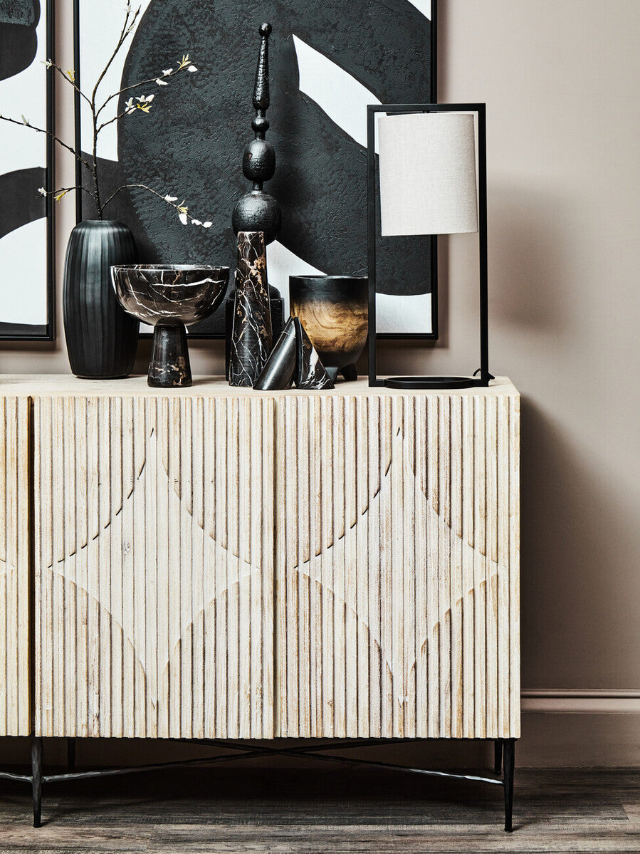 Lara Black Metal Table Lamp with Grey Shade
