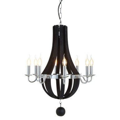 Kensington Townhouse Black 8 Bulb Curved Chandelier