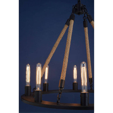 Hampstead 8 Bulb Rope and Metal Hoop Chandelier