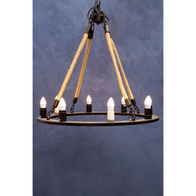Hampstead 8 Bulb Rope and Metal Hoop Chandelier