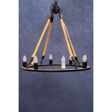 Hampstead 8 Bulb Rope and Metal Hoop Chandelier