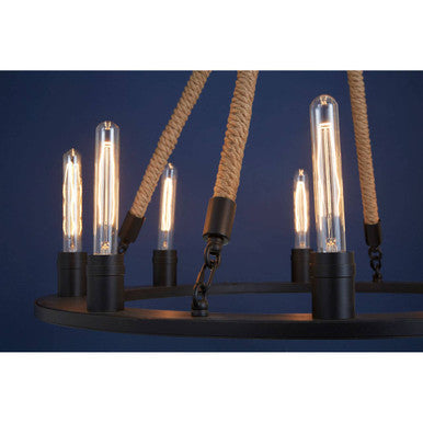 Hampstead 8 Bulb Rope and Metal Hoop Chandelier