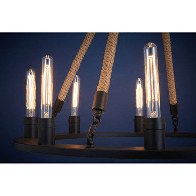 Hampstead 8 Bulb Rope and Metal Hoop Chandelier