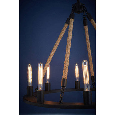 Hampstead 8 Bulb Rope and Metal Hoop Chandelier