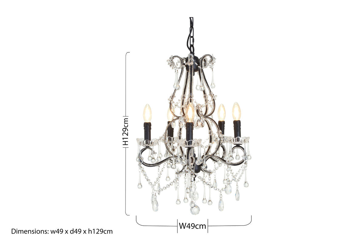 Kensington Townhouse 5 Bulb Crystal Glass Chandelier