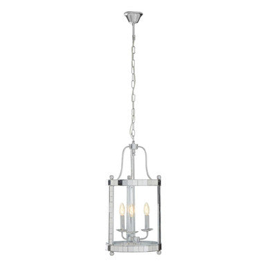 Kensington Townhouse 3 Bulb Chrome and Glass Pendant Light