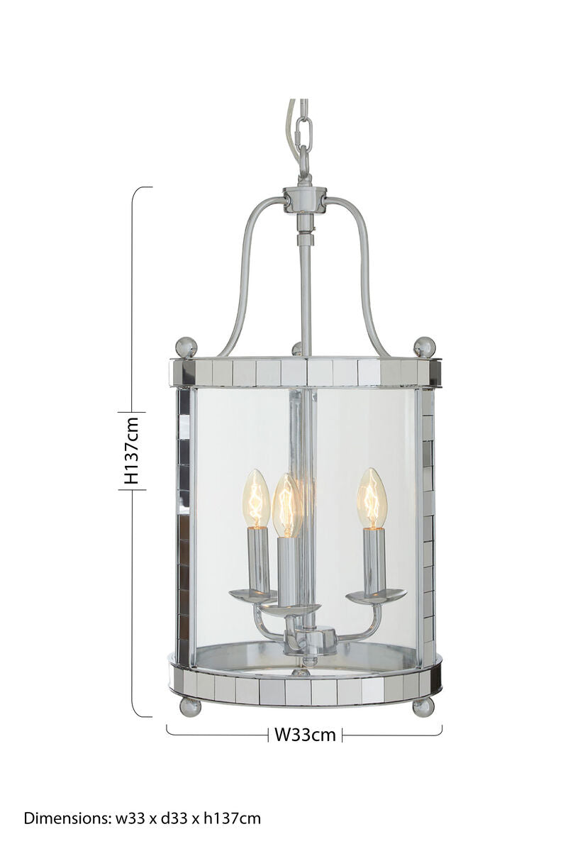 Kensington Townhouse 3 Bulb Chrome and Glass Pendant Light