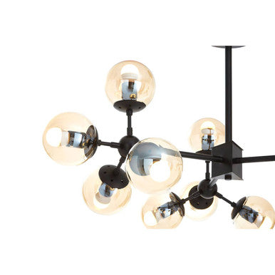 Abira Matte Black Metal and Glass 12 Bulb Pendant Light