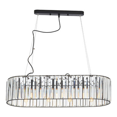 Akiko Black Metal and Glass 4 Bulb Pendant Light
