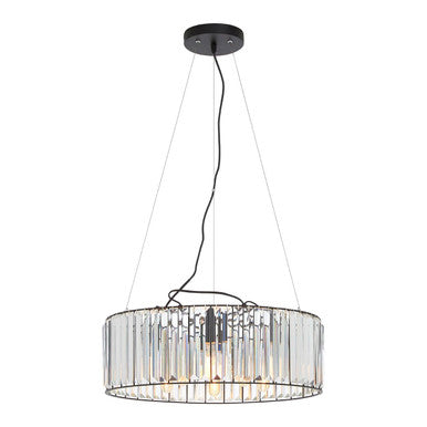 Akiko Black Metal and Glass 5 Bulb Ceiling Light