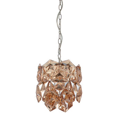 Rydello Small Multi Faceted Amber Glass Pendant Light