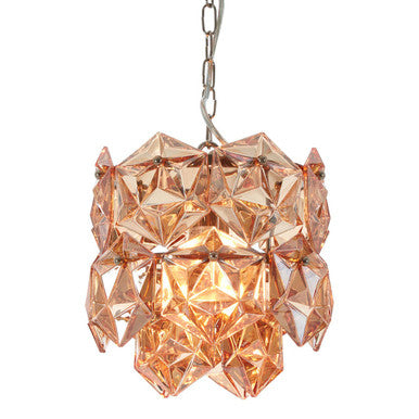 Rydello Small Multi Faceted Amber Glass Pendant Light