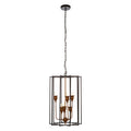 Allas Matte Black and Bronze Metal 6 Bulb Pendant Light